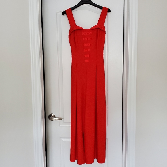 Vintage 1980s Wide Leg Red Jumpsuit - Picture 3 of 10